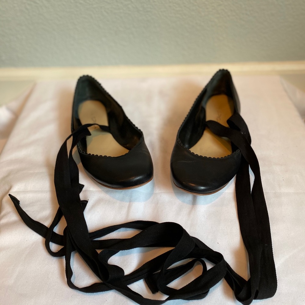 Via Spiga lace-up leather ballerina flats